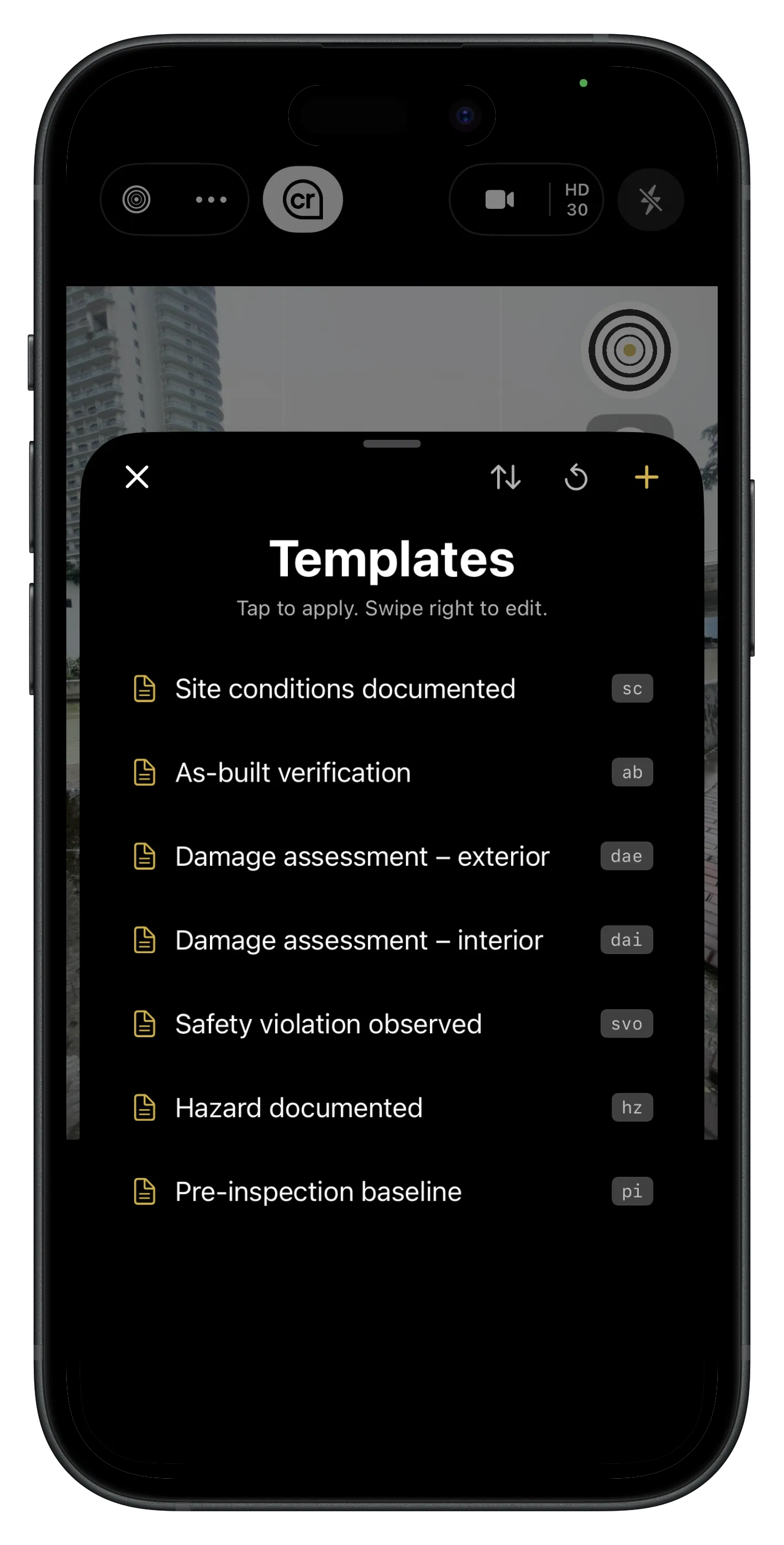 Lens templates list for site documentation workflows
